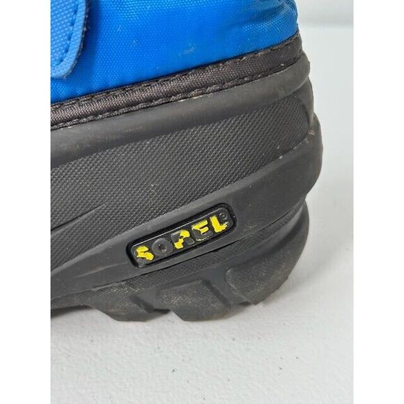 Sorel Flurry Snow Boots Mid Calf Waterproof Faux Leather Black Blue Size 10 - Picture 8 of 13